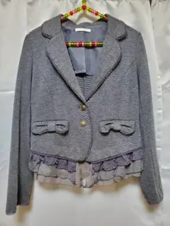 axes femme テーラードジャケット グレー フリル リボン