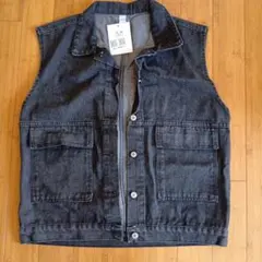 ★新品★ダークグレーブラック デニムベスト