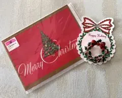 クリスマス ブローチ　リース 型　 クリスマスカード2点セット　Madu マディ