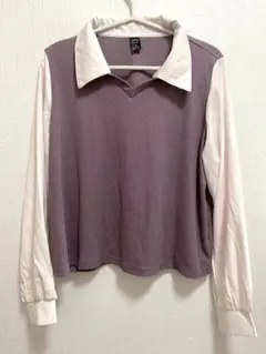 DAZY カラーブロック ランタンスリーブ ツーインワントップ【L】