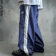 美品 90s 極太 OLD PUMA バギーナイロントラックパンツ ネイビーのサムネイル