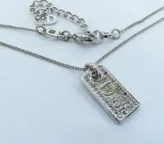 Christian Dior ディオール ロゴプレート ネックレス シルバー