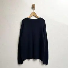 J.PRESS コットンニットセーター ネイビー Uネック M