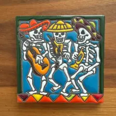 メキシコ カラベラ 3個セットまとめ (A) 陶器製 メキシカンスカル置物