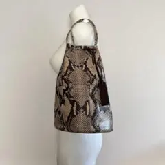 マルコマージ　パイソン柄　巾着バッグ　牛皮　ウィムガゼット