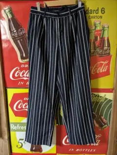 【最終値下げ！】美品☆GUストライプ ワイドイージーパンツ ネイビーSサイズ