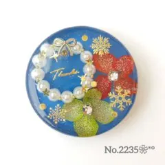 《No.2235❀》ハンドメイド　レジンヘアゴム　ネイビー　クリスマス　雪　大