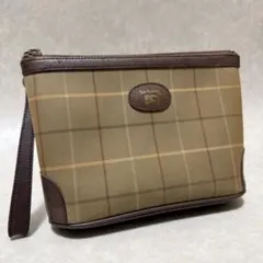 【Burberry】クラッチバッグ セカンドバッグ　キャンバス　レザー　ロゴ
