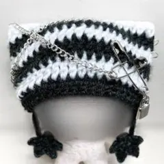 猫耳ニット帽 ぬい服 着せ替え 編み物 Y2K 韓国 かぎ針編み ネコ耳 星