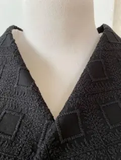半襟　6334刺繍半襟　レース半襟 菱柄　ダイヤ柄模様　ブラックのサムネイル