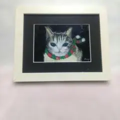 고양이 그림 머플러 고양이 나무 프레임