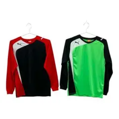 PUMA(プーマ) スポーツウェア 2枚セット 緑 赤 長袖ロゴ入り