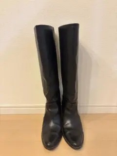 【にっしー様限定】ブラックレザー ロングブーツ 大きめサイズ