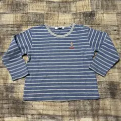 ファミリア 100 ロンT 長袖 Tシャツ ボーダー ブルー 刺繍