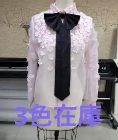 新品タグ付✨Sov. ソブ ダブスタ オーガンジーフラワー長袖シャツ 36 