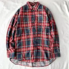 【エッセンス】ネルシャツ チェック柄 綿100％ フルボタン テールカット F