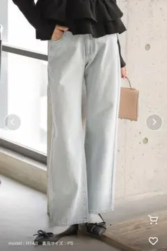 Petite ワイドレッグデニムパンツ ライトブルー