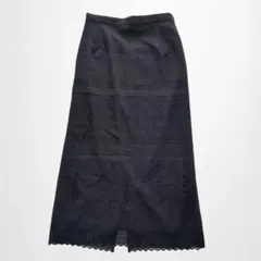 リヴドロワ ロングタイトスカート 総レース 黒 大人きれいめ 洗える 日本製