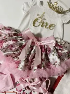 １歳誕生日　女の子　ベビードレス　ピンクドレス バースデードレス
