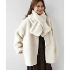 ジャーナルスタンダード レリューム ウォッシャブル ボアブルゾン マフラー付