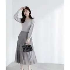 新品タグ付　レース編みニットワンピース／プロポーション ボディドレッシング