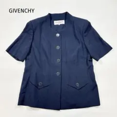 GIVENCHY GLAMOUR ノーカラー サマージャケット 42 XL 紺のサムネイル