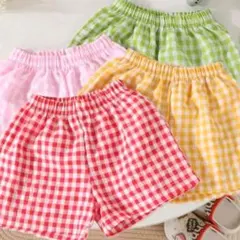 キッズ 夏物 ショートパンツ キッズパンツ 3枚セット ギンガムチェック