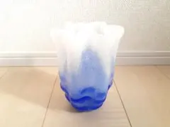 花瓶　フラワー　ヴィンテージ 　レトロ　アンティーク　ガラス　ブルー