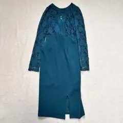 デイジーストア　カシュクールホールフラワーレース 長袖タイト膝丈キャバドレス