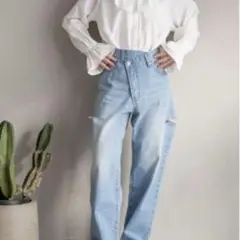 LOWRYS FARM　CONEアシメデニム　Sサイズ　サイドカット