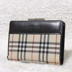 美品✨バーバリーロンドン がま口 二つ折り財布 ノバチェック