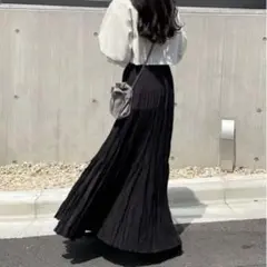 【美品】nairo ワッシャープリーツスカート ブラック M