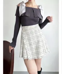 リゼクシー　ボリュームリボンニットトップス オフショルダー