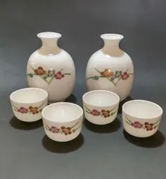陶器製 梅の花 お猪口と酒器セット