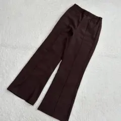 ブラウン ワイド フレアパンツ ゴムウエスト Mサイズ