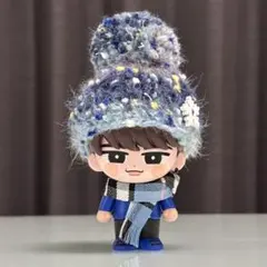 ソフビ　すのチル　青ミックスニット帽　マフラー　ぬい服　SnowMan