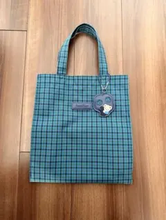 ファミリア　チェック　バッグ　青