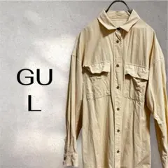 【GU】 コーデュロイ　オフホワイト　シャツ　美品