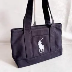 ラルフローレン トートバッグ キャンバス ビッグポニー ブラック ハンドバッグ