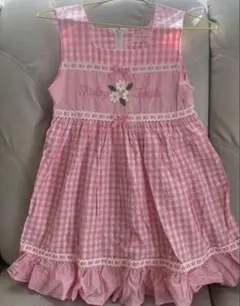 シャーリーテンプル　ワンピース　平成レトロ　130センチ　チェック　ピンク