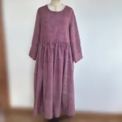 H*e様 着物リメイク　正絹ウエストリボン付きロングドレス ピンク系