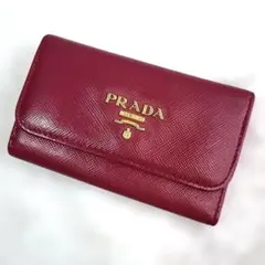 PRADA プラダ キーケース 6連 サフィアーノ レザー レッド ゴールド金具