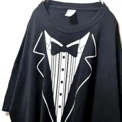 ポート&カンパニー タキシード デカロゴ Tシャツ ブラック黒 3XL 古着