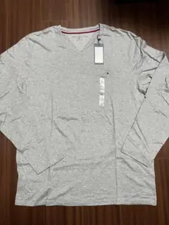 【新品未使用品】TOMMY HILFIGER Vネック長袖Tシャツ XL グレー