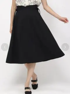 サイドリボンフレアスカート黒　ブラック未使用美品