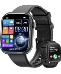 スマートウォッチ 1.85HDインチ 大画面 Bluetooth通話機能 黒