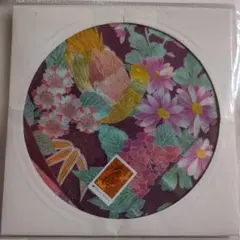 友禅 和柄 丸型パネル 絹100％ 花鳥 インテリア