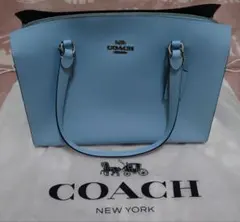 COACH 水色 トートバッグ レザー