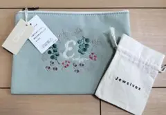 新品未使用 スタジオクリップ 刺繍デザイン ポーチ グリーン