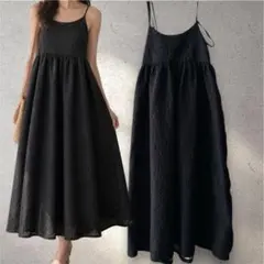GRL＊キャミワンピース ブラック【F】ロングワンピース ジャガード レディース
